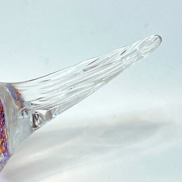 Vintage Confetti Speckles Clear Art Glass Blown Bird Chalet - Picture 7 of 7